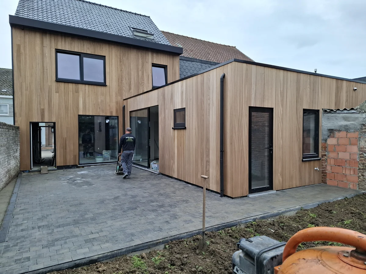 Finished outbuilding with wooden cladding and large windows