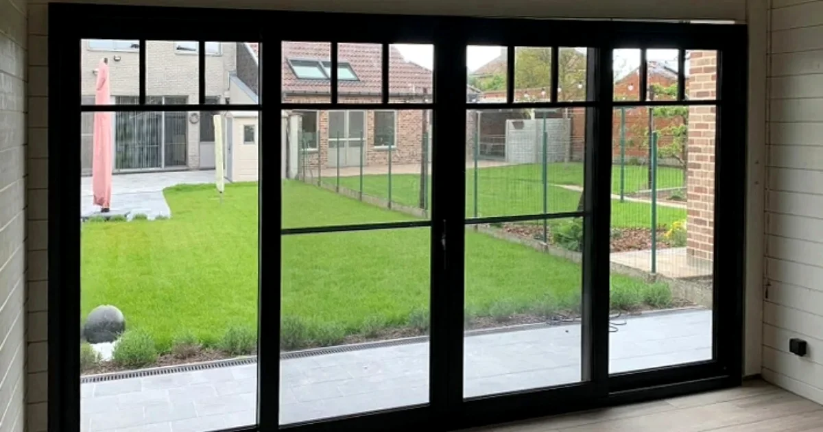 Wide sliding window that connects the house and terrace