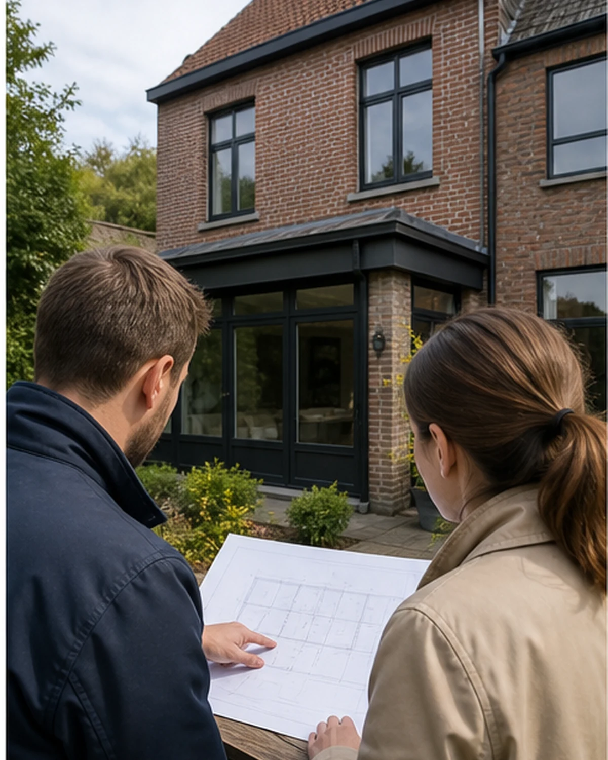 Discussion of an extension with plans for the existing home
