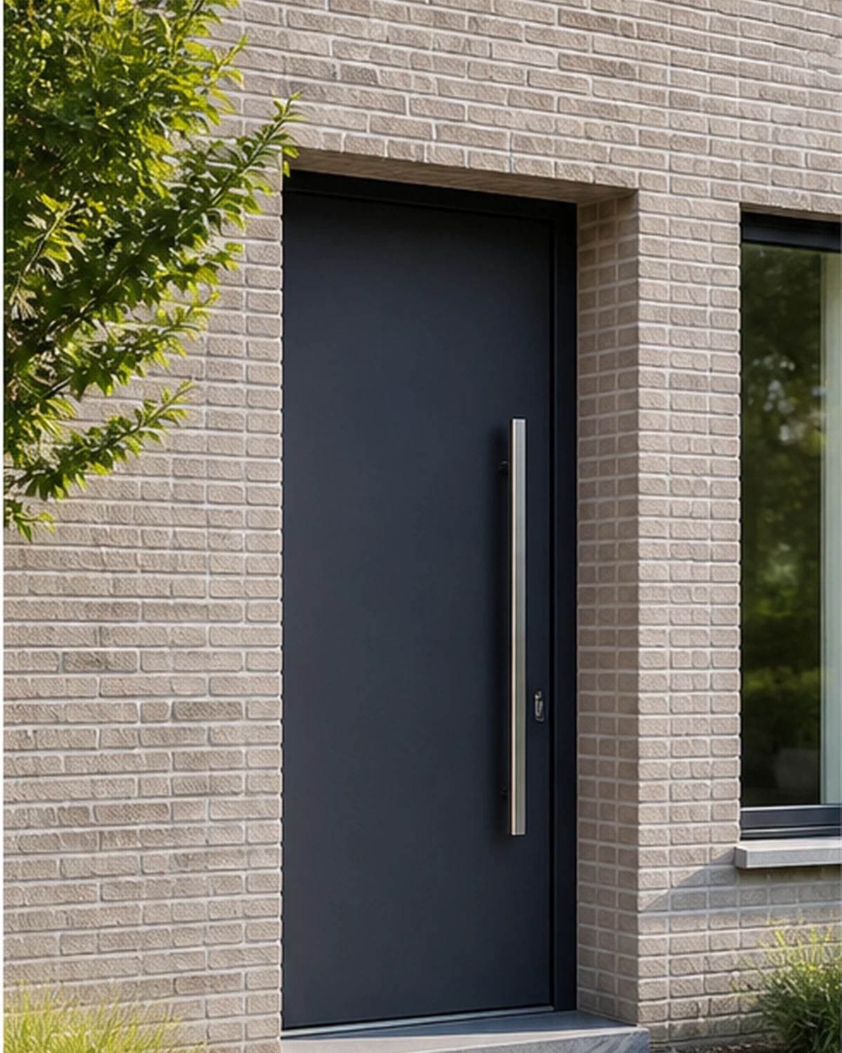 Porte d'entrée en aluminium anthracite avec extracteur long