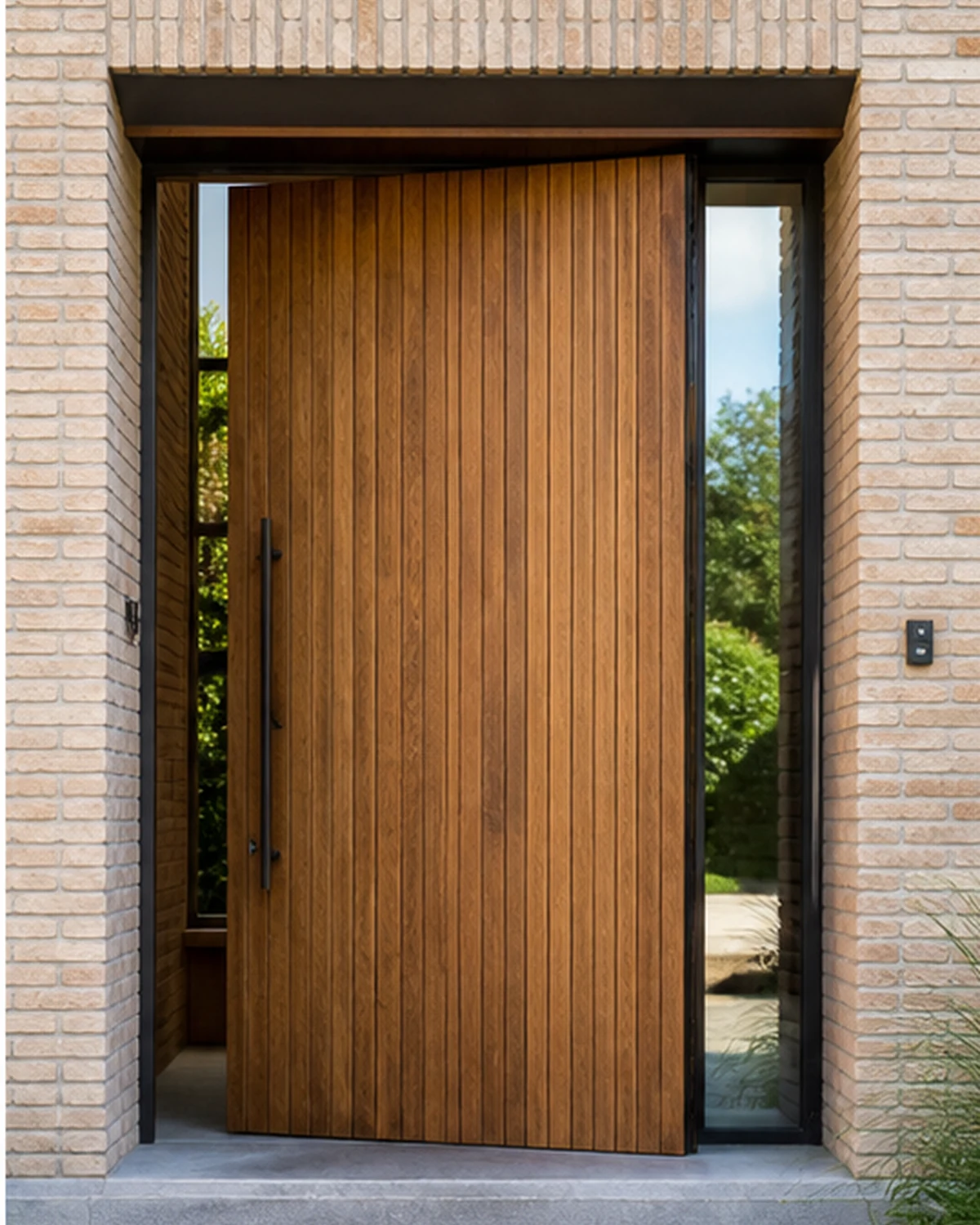 Lacquered meranti door in a home