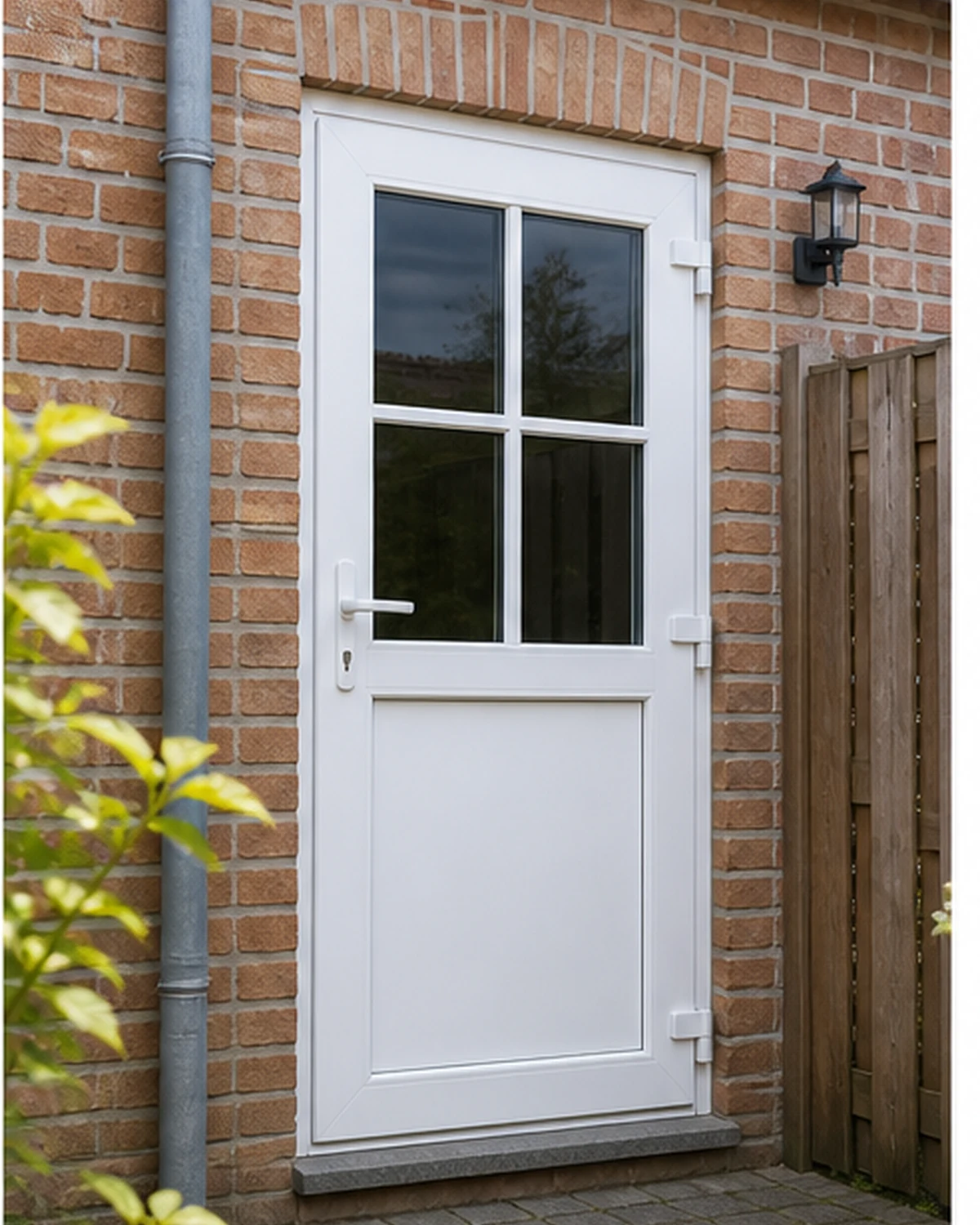 Porte arrière classique en PVC blanc avec compartiments