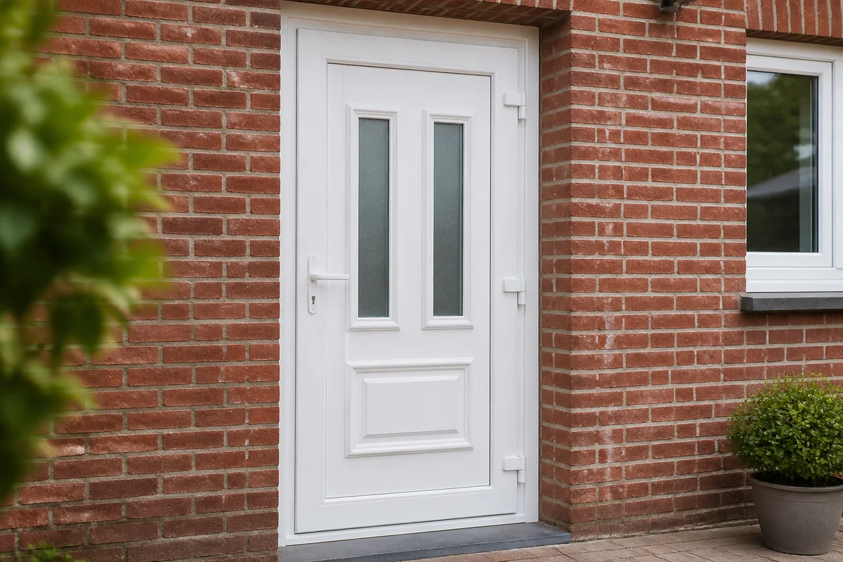 Detail of an insulating PVC door