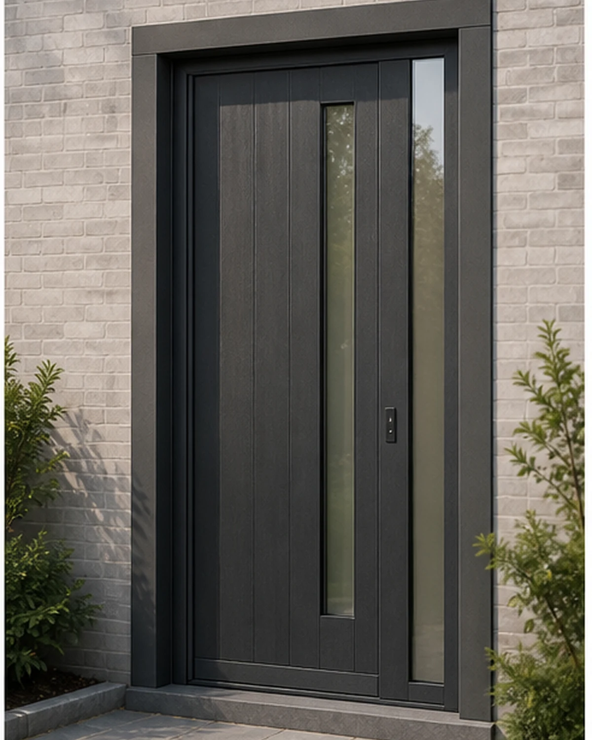 Anthracite PVC front door with wood grain foil and welded frame