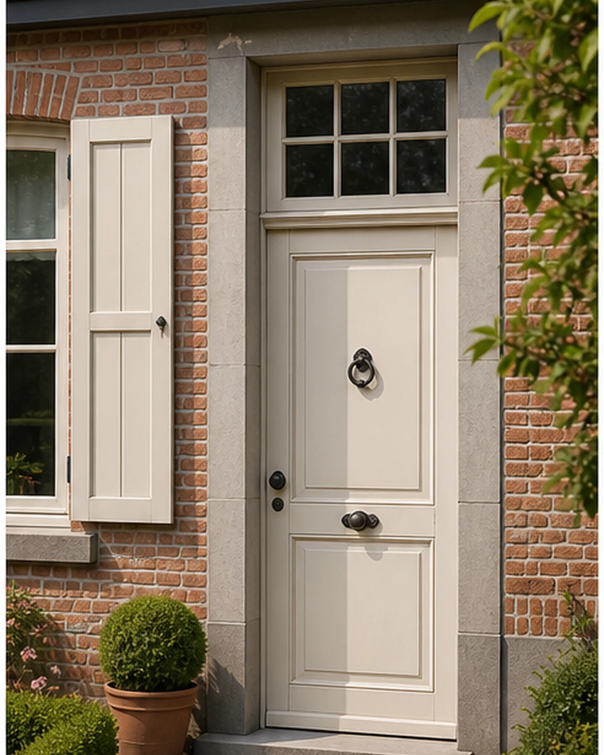 Cream-colored classic PVC panel door