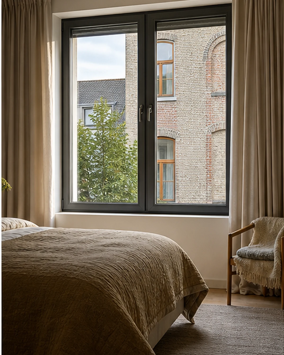Fenêtre de chambre en PVC finie avec joints robustes pour un confort acoustique
