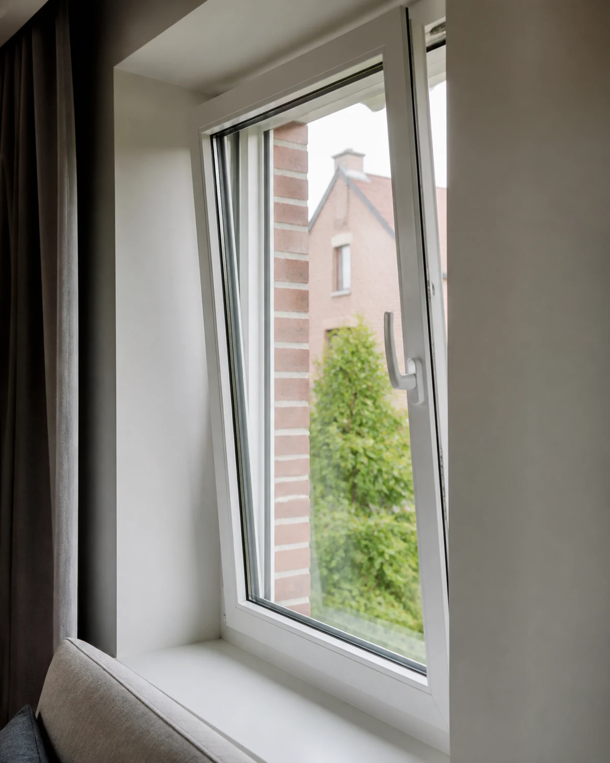 PVC window with visible profile, handle and insulating glazing
