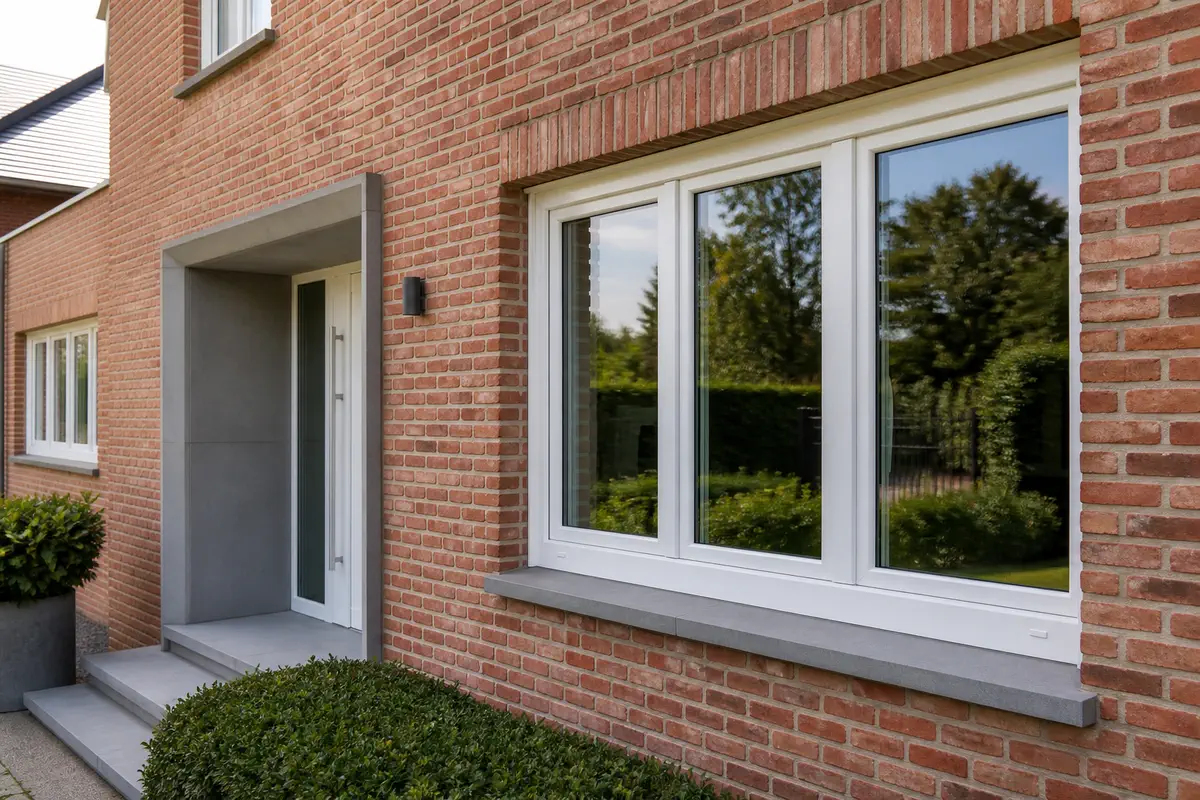 White PVC windows with neat connections