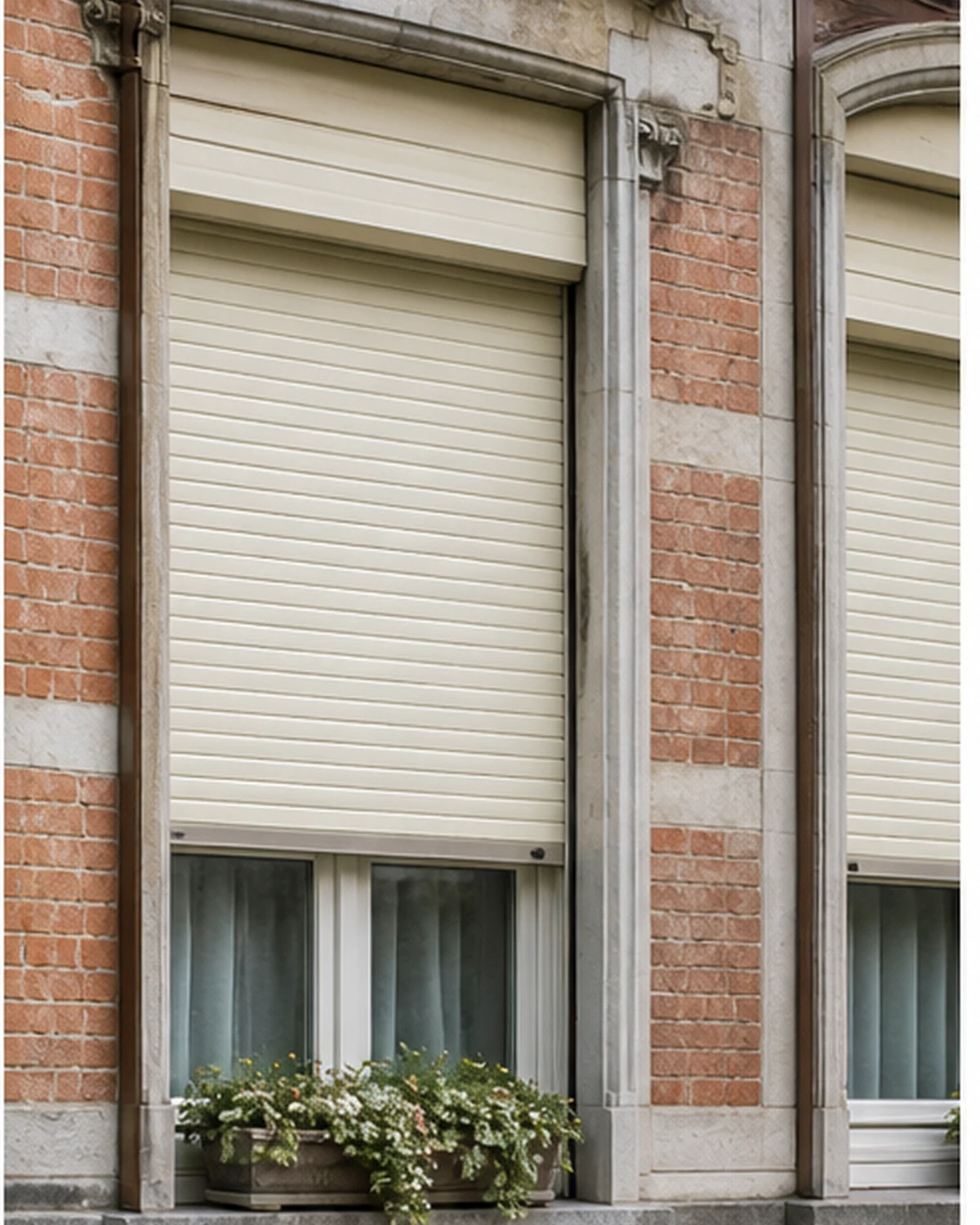 Painted wooden roller shutter in a characterful home