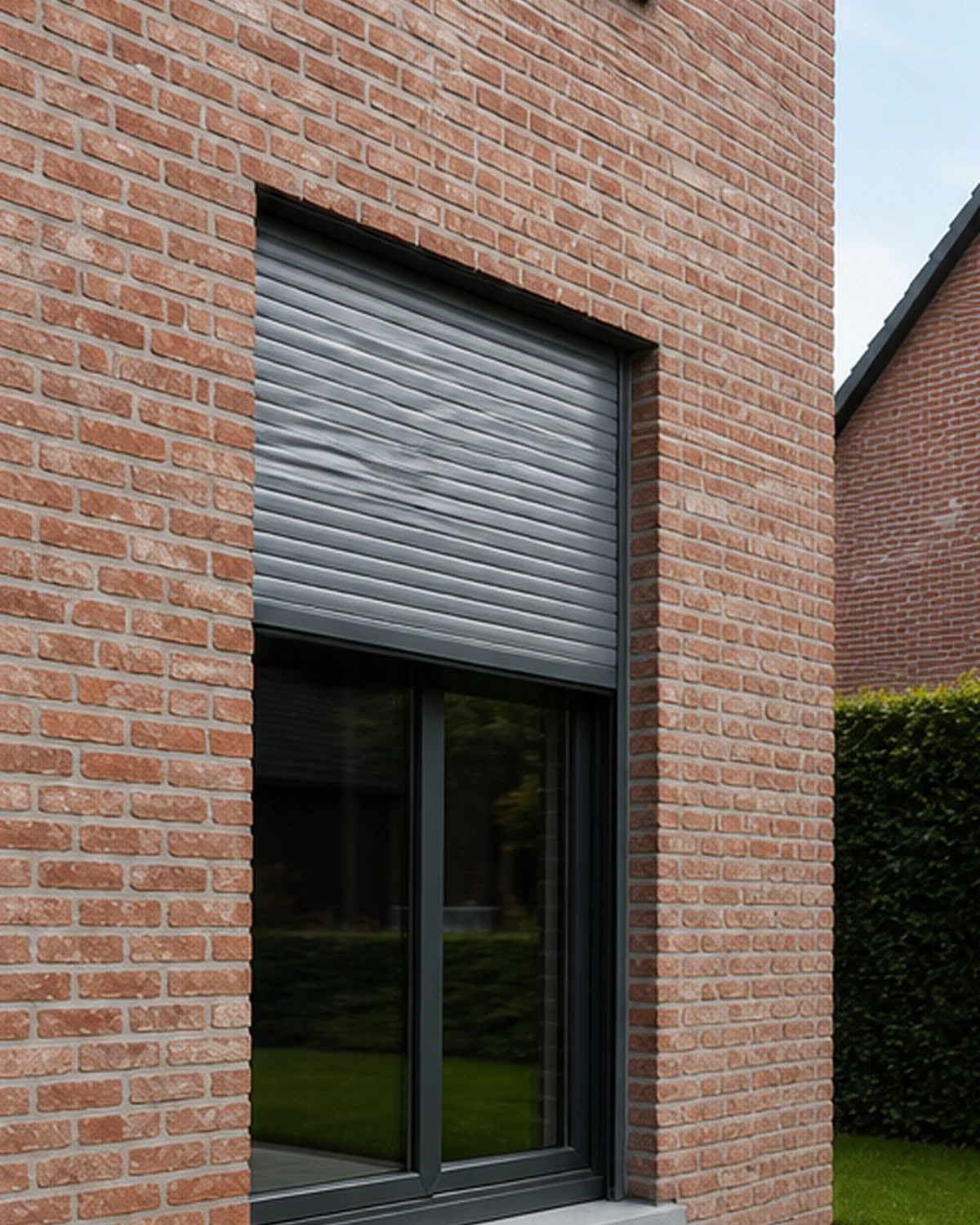 Built-in roller shutter that lowers from the lintel without an outer box