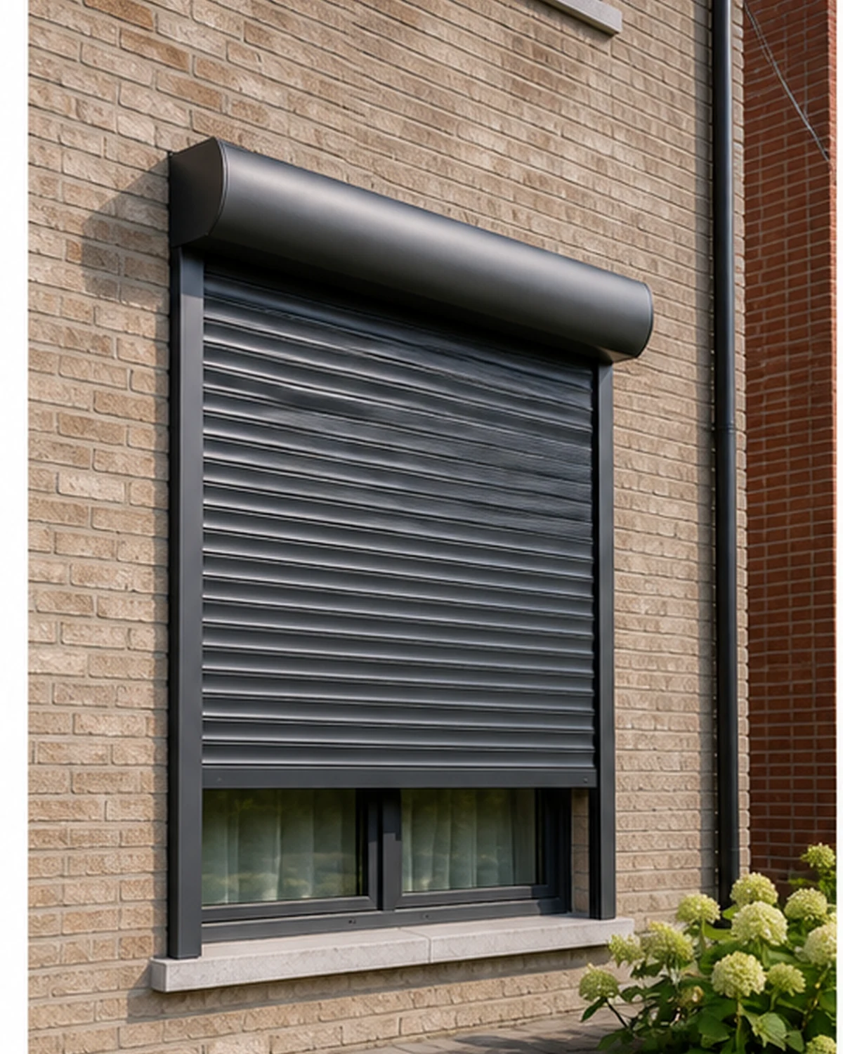 Front roller shutter on an existing facade