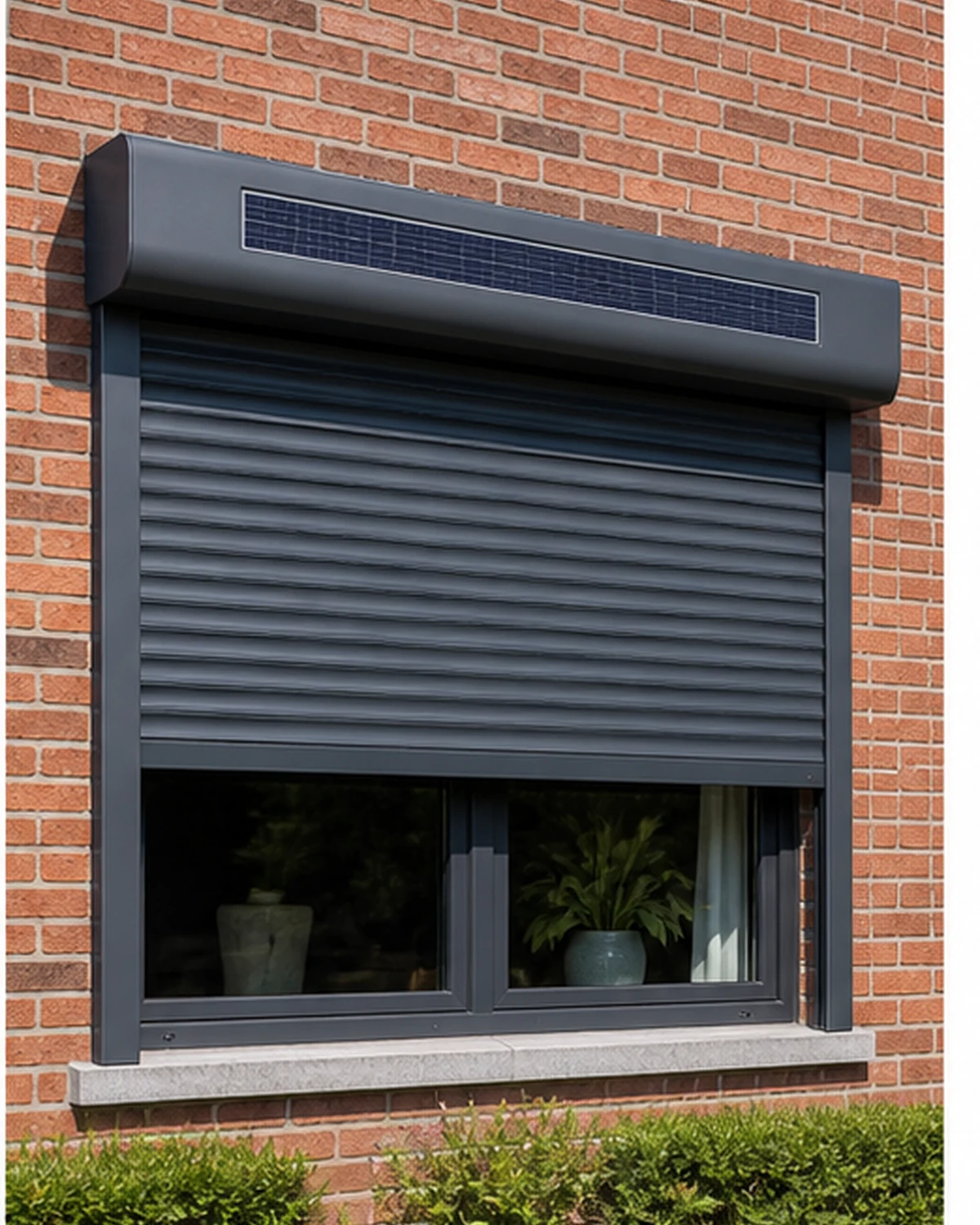 Solar front roller shutter with solar cell on the cupboard