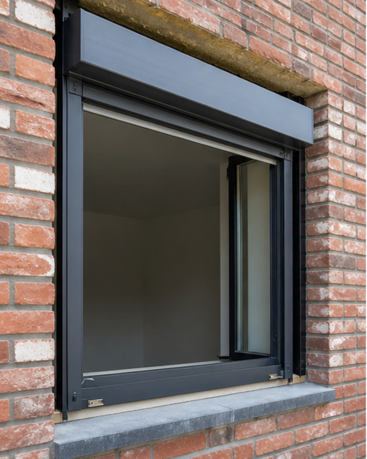 New window with surface-mounted screen directly above the frame