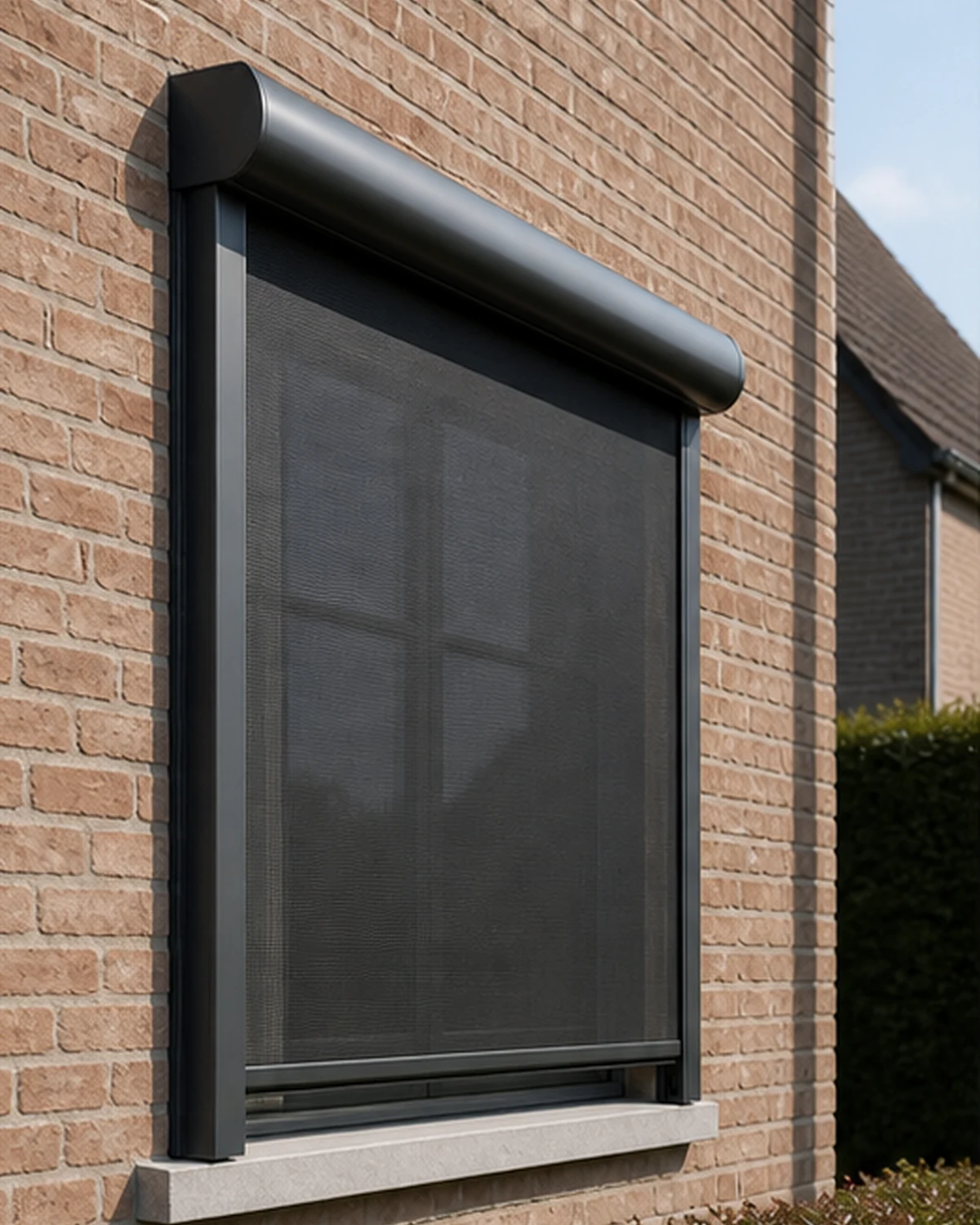 Front screen with compact cabinet on an existing facade