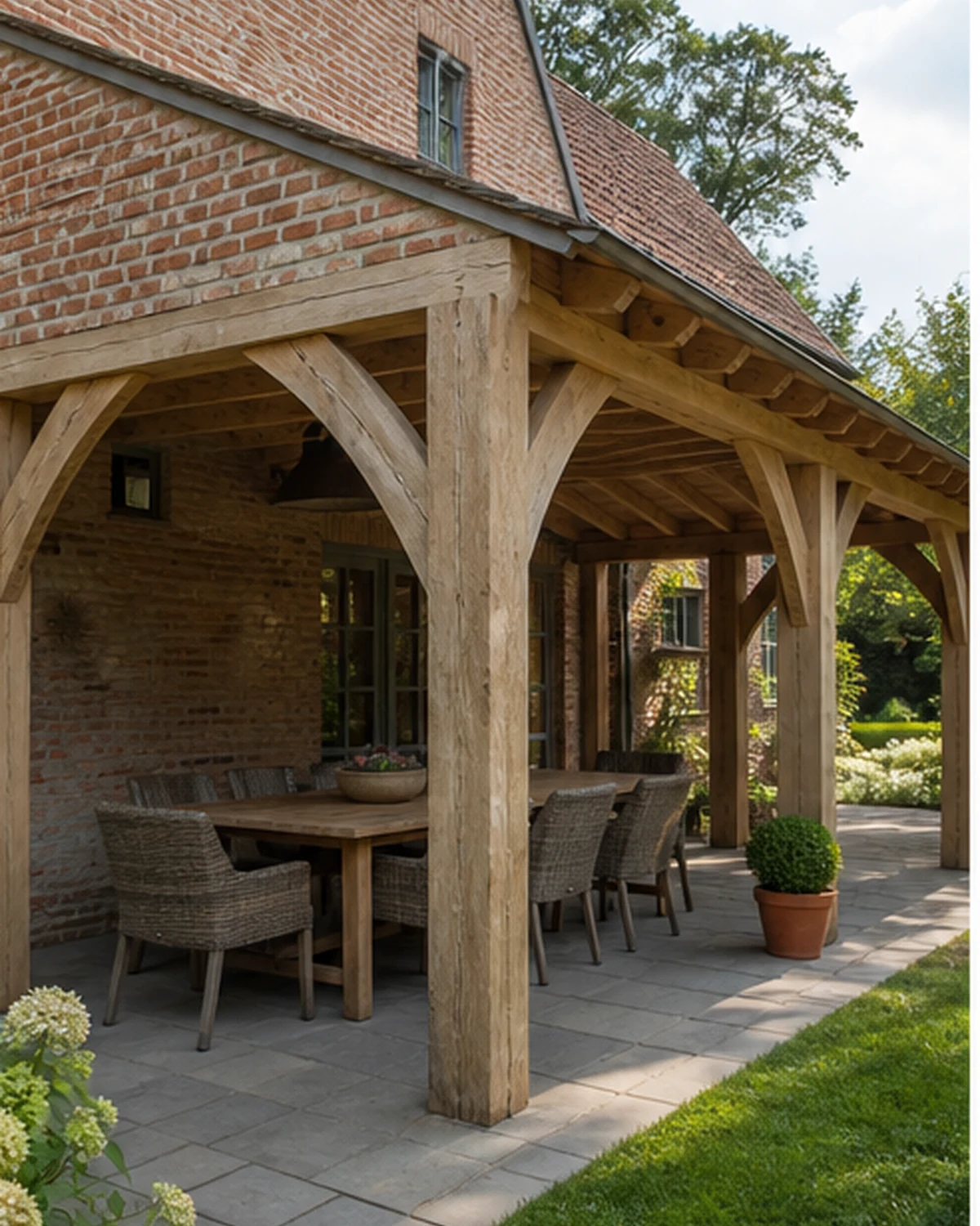 Aluminum patio cover with slim supporting structure