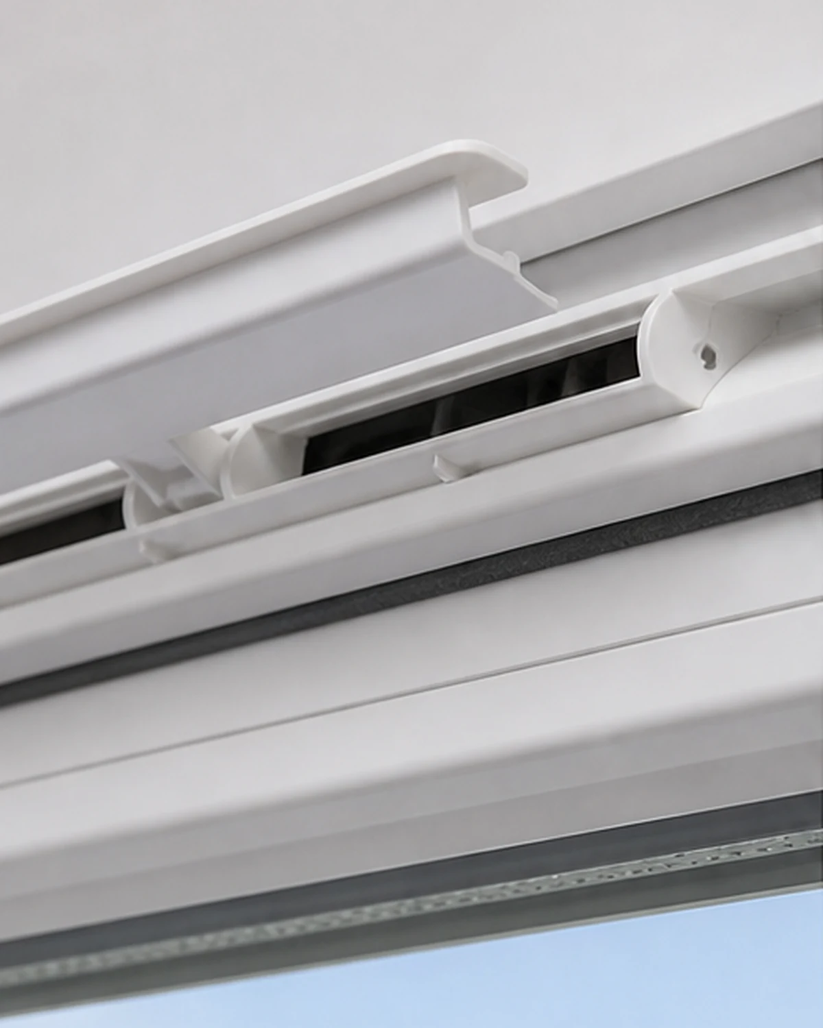 Detail of operable ventilation slots and the connection to the window