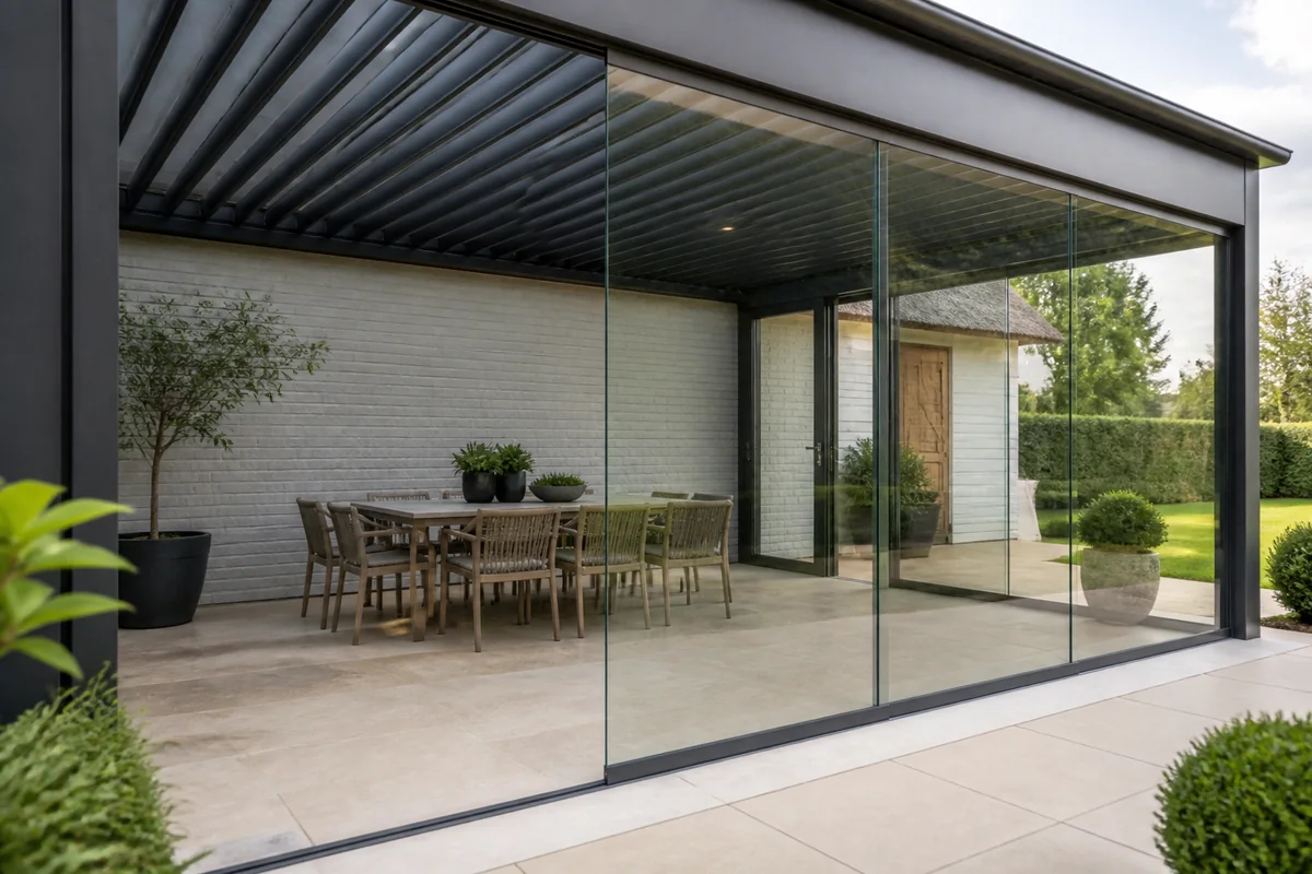 Grande paroi vitrée en aluminium avec panneaux coulissants